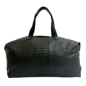 BOTTEGA VENETA Intrecciato Leather Boston Bag, Handbag, or Tote Black, 27978