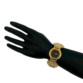 VERSACE Medusa Coin Motif Quartz Watch, Gold and Black, 3595b