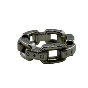 LOUIS VUITTON M1237M Paradise Chain Ring Monogram Silver Men's