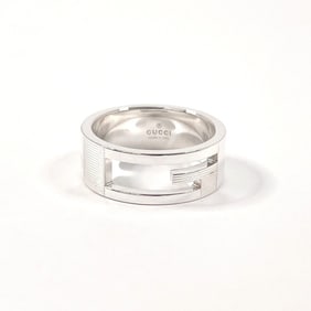GUCCI Branded Cutout G Ring, 925 Sterling Silver, Size 17.5, Men's