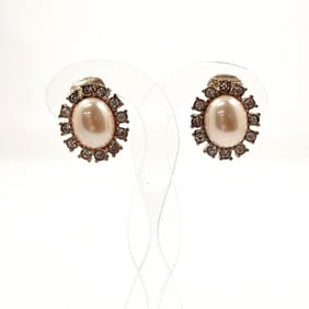 Christian Dior Earrings Metal/Rhinestone Gold Women's