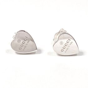 GUCCI Trademark Heart Shape Earrings 223990 J8400 8106, 925 Sterling Silver, Women's