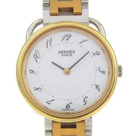Hermès Arceau Women's Stainless Steel Quartz Watch with Analog Display and White Dial