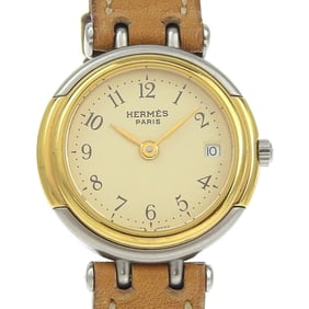 Hermès Windsor Women's Watch, Stainless Steel and Leather, Quartz Movement, Analog Display, Beige