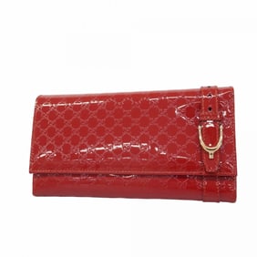 Gucci Micro Guccissima Long Wallet 309760 Bordeaux Enamel Women's