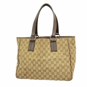 Gucci Tote Bag GG Canvas 113017 Beige Brown Women's