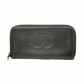 Chanel long wallet in caviar skin, black, for men and women