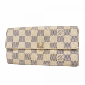 Louis Vuitton Damier Azur Portefeuille Sarah Long Wallet N61735 White Women's