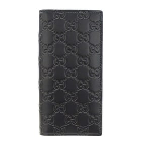 Gucci Men's Long Wallet, Shimmer Leather, Black, 779828, Foldable, Logo, Smart, Stylish, No Coin