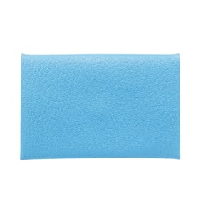 Hermes Hermès Calvi Chevre Blue Aztec business card holder/card case for men and women