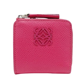 LOEWE Women's Anagram Wallet, Pink Leather, L-Zip Mini Wallet with Coin Purse, Compact Design
