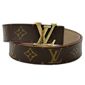 Louis Vuitton Monogram Women's Leather Belt, Santur and LV Initials, Brown/Greige, M0140, Size 85,