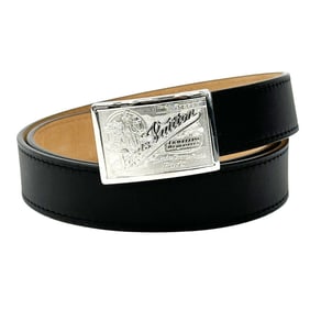 Louis Vuitton Men's Leather Belt, Santur Jeans, Black and Silver, M6812U, Size 90, 36