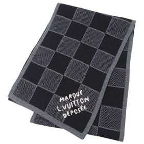 Louis Vuitton Men's Damier Heritage Wool Noir Scarf M92664 in Black and Grey