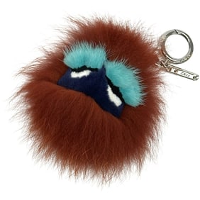 Fendi Bag Bugs Monster Faux Fur Charm, Brown Multicolor, Keychain for Men and Women