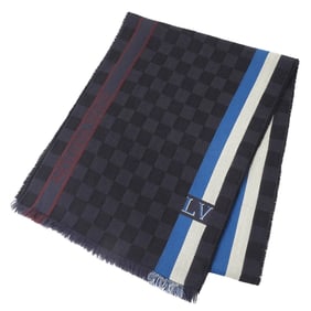 Louis Vuitton Men's Damier Echarpe Messager Wool Anthracite Scarf M70339 Black/Blue