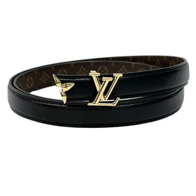 Louis Vuitton Women's Monogram Leather Belt, Pretty LV 20mm Noir, M8232V, Size 80/32, Black/Brown,