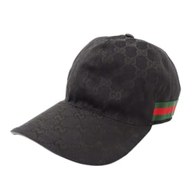 Gucci GG Canvas Baseball Cap with Web Stripe, Black, Size L (200035), 59cm, for Men and Women.