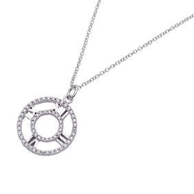 Tiffany & Co. Women's 750WG Diamond Atlas Open Medallion Necklace in Polished White Gold