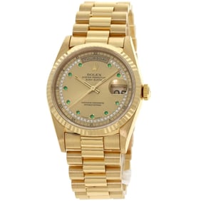 Rolex 18238LE Day-Date Emerald and Diamond Watch in 18K Yellow Gold (18KYG) Men's