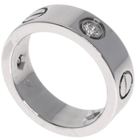 Cartier Love Ring Half Diamond #48 18K White Gold Women's