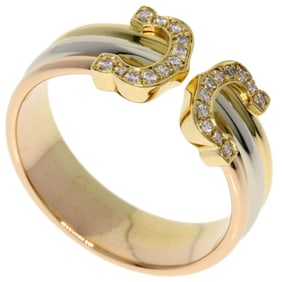 Cartier 2C Ring, Small, Diamond, #52, 18K Yellow Gold, 18KWG, 18KPG, Women's