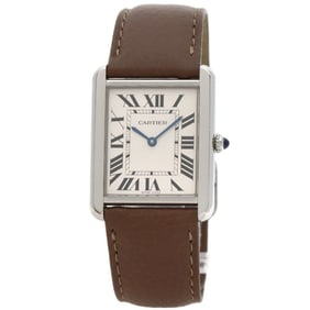 Cartier Tank Solo LM WSTA0028 Men's Stainless Steel and Leather Watch