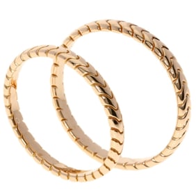 Bvlgari Spiga Pair Rings #67 #73 18K Pink Gold Women's