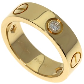 Cartier Love Ring Half Diamond #51 18K Yellow Gold Women's