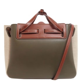 Loewe Lazo Mini 2-Way Handbag in Calfskin Canvas for Women