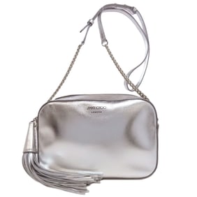 Jimmy Choo logo shoulder strap in calf leather for women