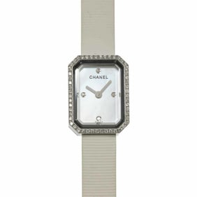 CHANEL Premiere H2433 Diamond Bezel Women's Watch with 4 Diamonds, White Shell, Rubber, and Quartz