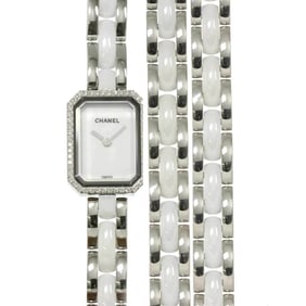 CHANEL Premiere Triple Bracelet H3059 Women's Diamond Bezel White Ceramic Quartz Watch