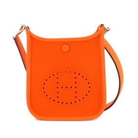 Hermes Hermès Neo Evelyne 16 TPM Shoulder Bag in Toile Officier Swift Leather, Fou Orange, Double