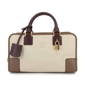 LOEWE Amazona 28 Handbag in Beige, Brown, Bordeaux, and Gold Hardware