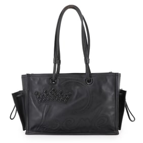 LOEWE Shopper Tote Bag in Black Leather with Studs and Hardware