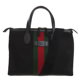 Gucci 630923 Outlet Sherry Line 2-Way Tote Bag in Nylon Canvas and Leather for Women