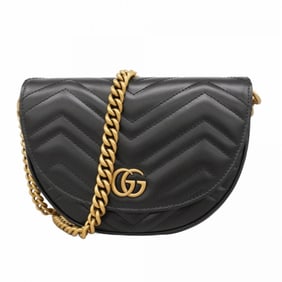 Gucci GG Marmont Shoulder Bag 746413 Leather Black Women's