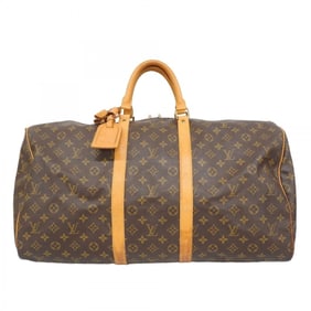 Louis Vuitton Monogram Keepall Bandouliere 55 Boston Bag M41414 Brown Men's and Women's