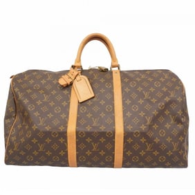 Louis Vuitton Monogram Keepall 55 Boston Bag M41424 Brown Men's and Women's