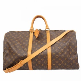 Louis Vuitton Monogram Keepall Bandouliere 55 Boston Bag M41414 Brown Men's and Women's