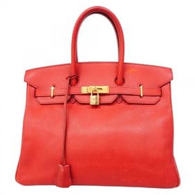 Hermes Hermès Birkin 35 Ardennes Rouge Cazac Handbag (B Stamp) for Women