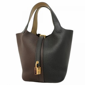 Hermes Hermès Picotin Lock PM Handbag, Cazac, Taurillon Clemence Leather, Black, Beige, Marfa,