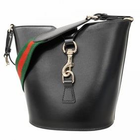 Gucci New Jackie Shoulder Bag 782908 Leather Black Champagne Women's