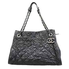 Chanel Matelasse Caviar Leather Tote Bag with Chain, Black, Women's