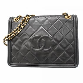Chanel Shoulder Bag Matelasse W Chain Lambskin Black Women's