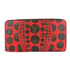 Louis Vuitton Round Zippy Wallet M60450 Yayoi Kusama Monogram Rouge Brown Pumpkin Dots Women's LOUIS