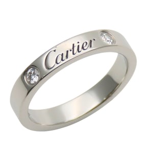 Cartier Engraved Ring, Size 47, Pt950 with Diamonds, Approx. 4.4g, Platinum, 2PD, Women's, CARTIER
