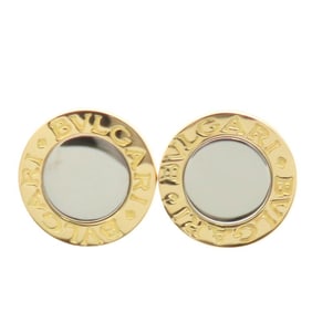 BVLGARI 18KYG Steel Earrings, Approximately 3.9g, Silver, Women's,