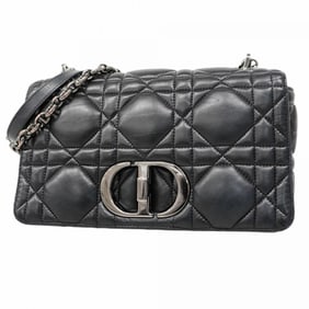Christian Dior Cannage Caro Leather Shoulder Bag, Black, Women's